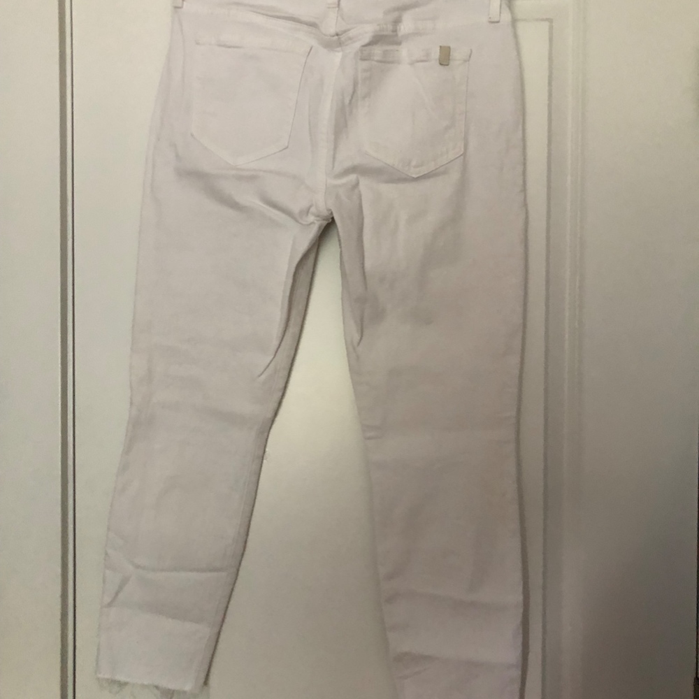 Joe's skinny ankle white jeans raw hem